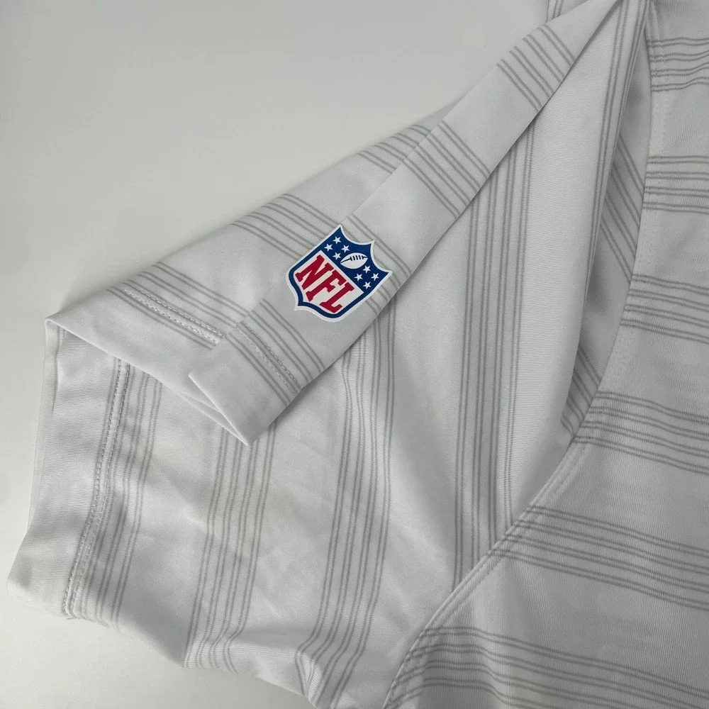 Nike Polo Shirt Mens 3XL White Miami Dolphins NFL Onfield Dri-FIT Striped